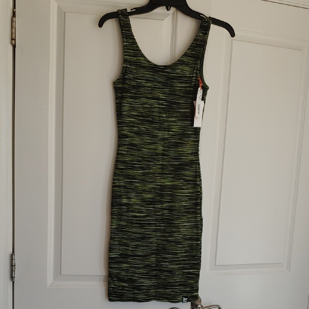 Superdry Green and Black Sleeveless Bodycon Mini Dress
